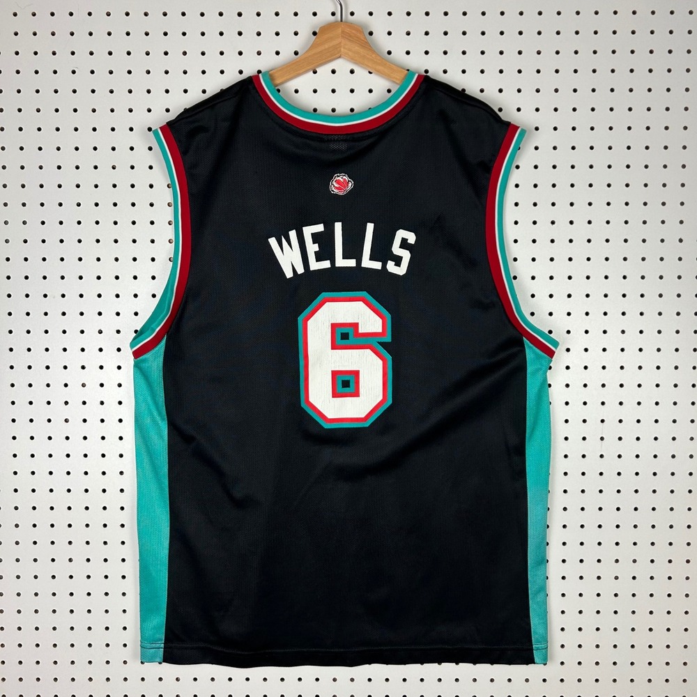 Bonzi Wells #6 Reebok Jersey Size XL NBA Memphis Grizzlies Basketball Black Teal